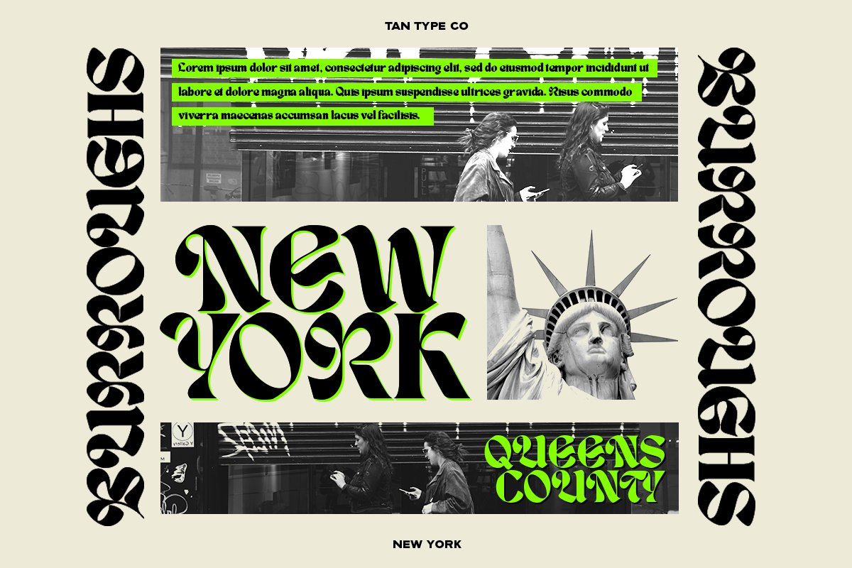 英文字体：复古时尚优雅杂志海报标题设计无衬线字体 TAN - NEW YORK 设计素材 sucaiwan.com