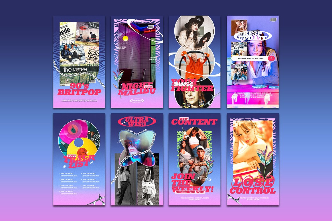 复古酸性千禧Y2K风格粗体色彩霓虹渐变背景竖屏PSD模板 Pop Y2K - Instagram Story . 第4张-素材湾丨精选海外优质设计素材资源 复古酸性千禧Y2K风格粗体色彩霓虹渐变背景竖屏PSD模板 Pop Y2K - Instagram Story . sucaiwan.com