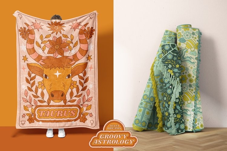 100+占星术黄道十二星座无缝图案矢量素材 图片素材 sucaiwan.com