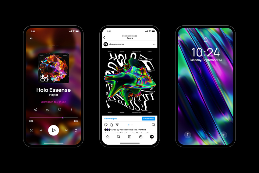 设计资源-50款高端3D抽象全息形状PNG素材 图片素材 sucaiwan.com