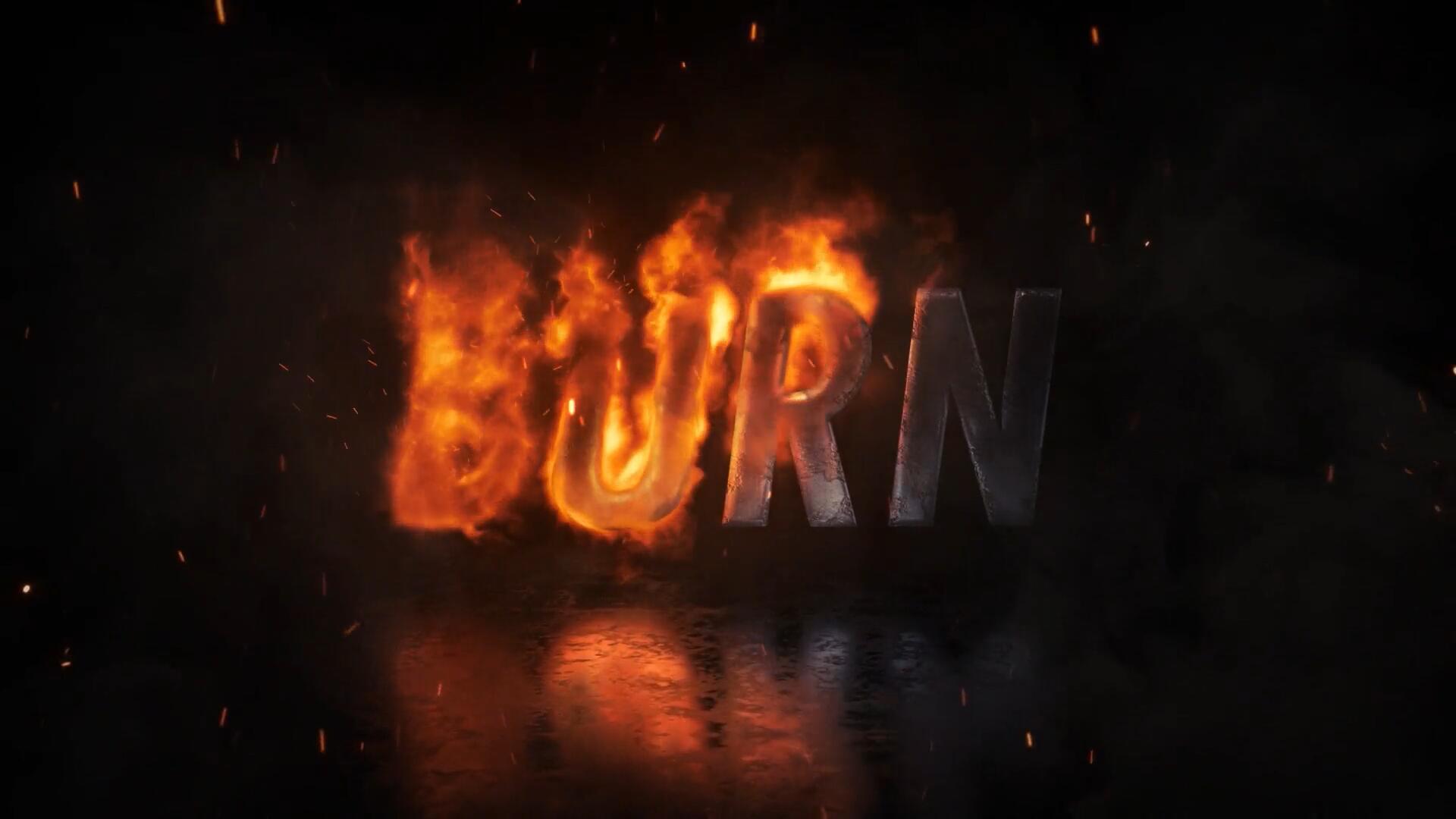PR模板：黑暗史诗级电影火焰燃烧吞没余烬金属标题LOGO展示 . sucaiwan.com