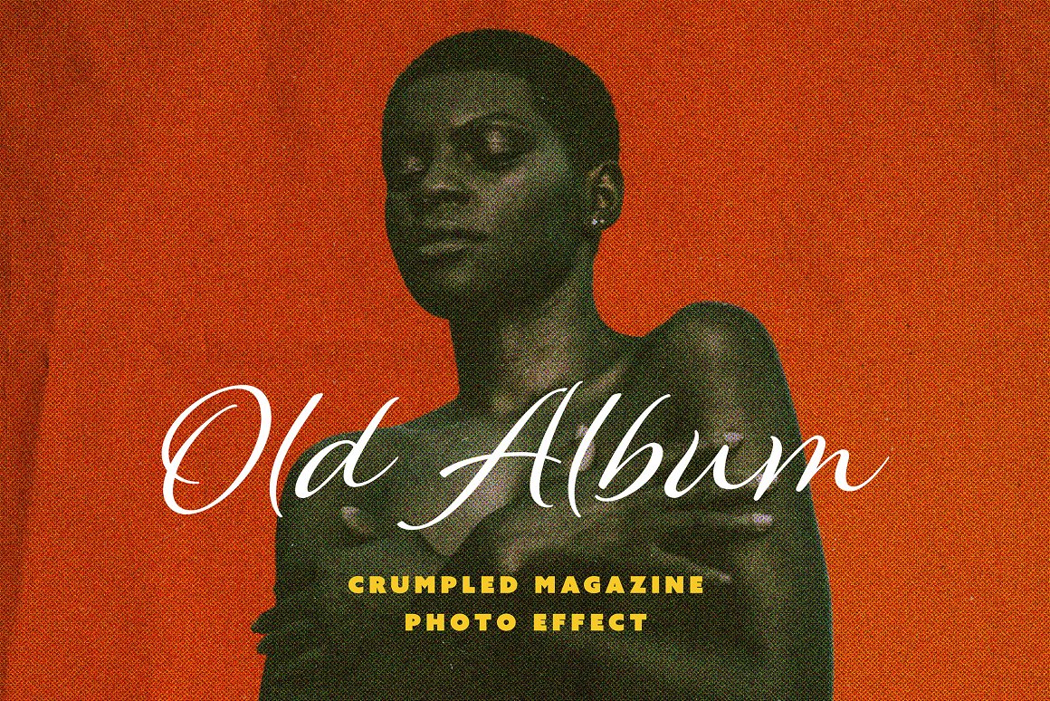 复古梦幻半调颗粒摄影照片处理老照片效果PSD特效样机模板 Old Album Photo Effect 样机素材 sucaiwan.com