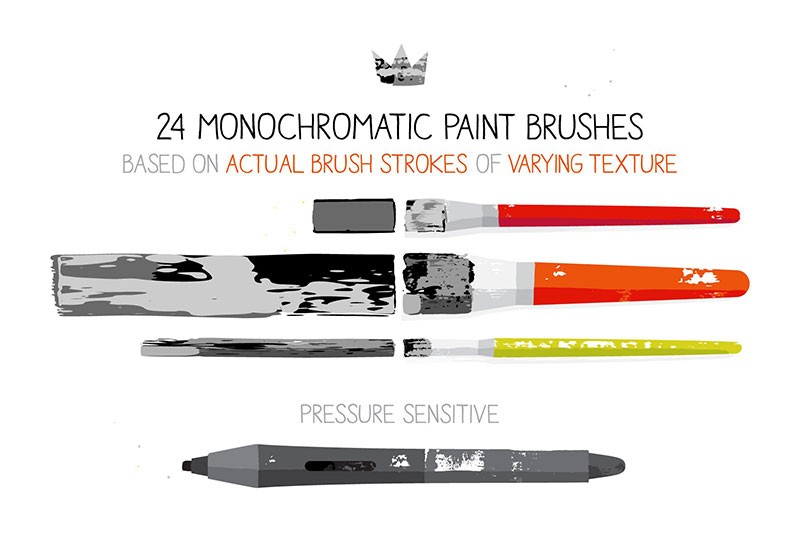 24个丙烯颜料效果AI笔刷 笔刷资源 sucaiwan.com