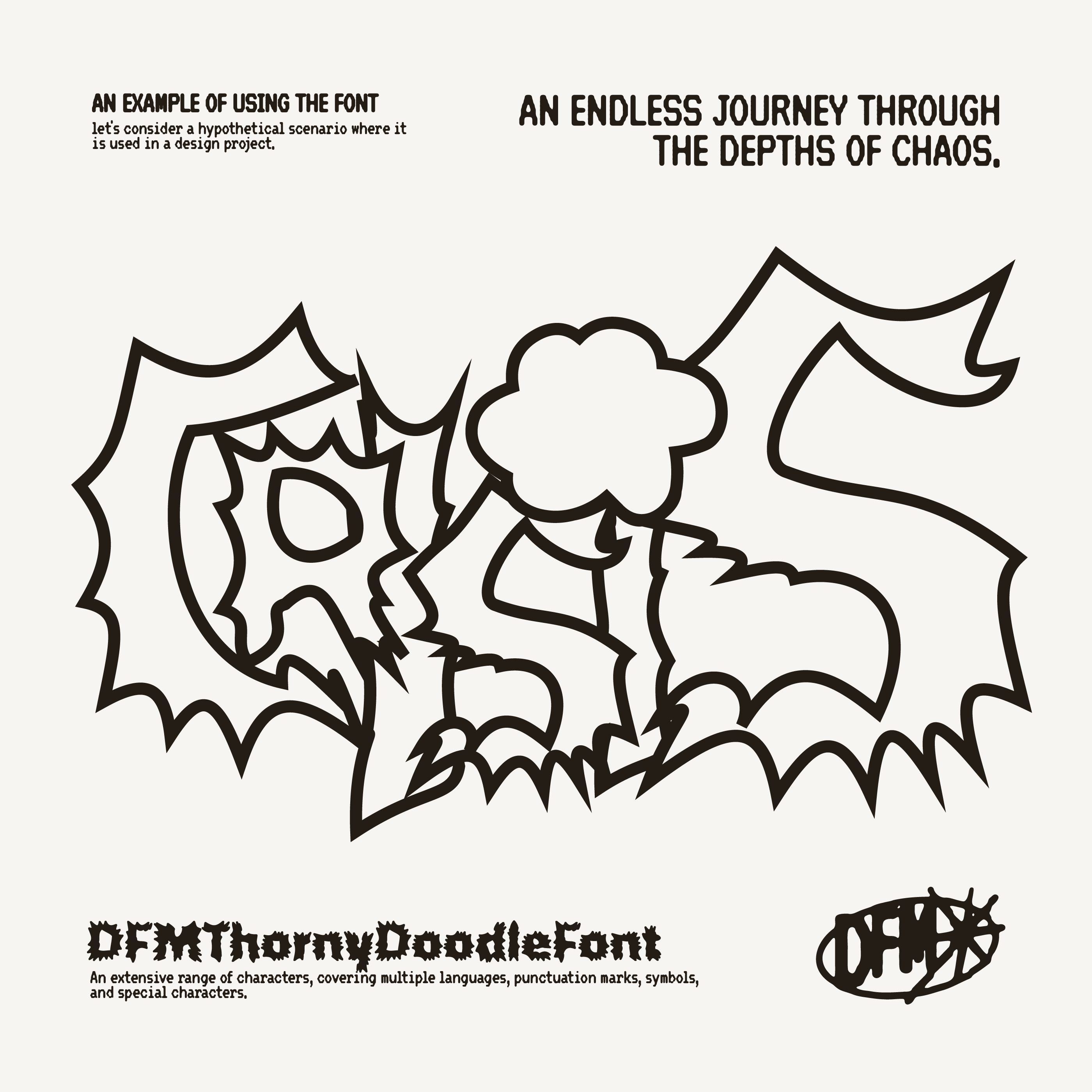 DFM Thorny Doodle Y2K 锐利变形字体，免费商用字体 设计素材 sucaiwan.com