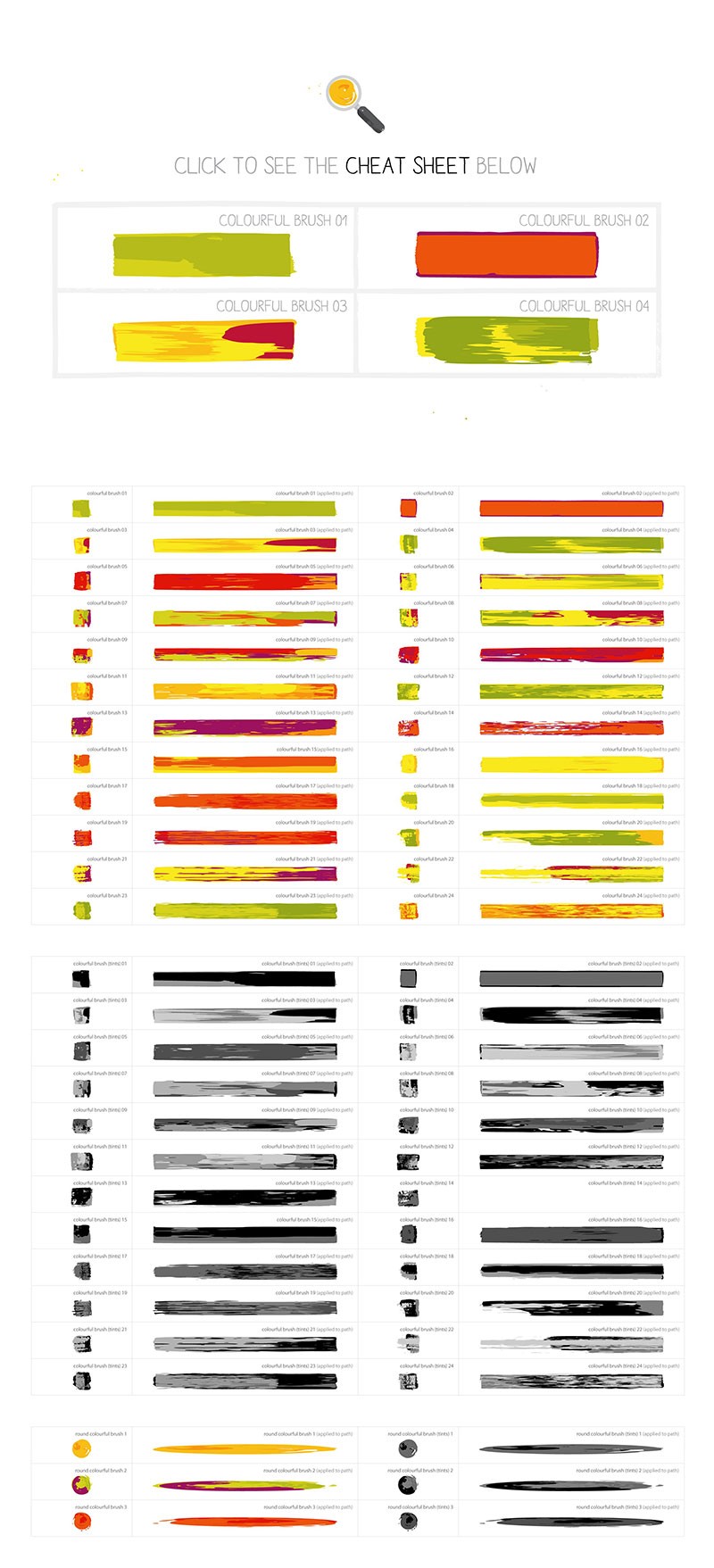 24个丙烯颜料效果AI笔刷 笔刷资源 sucaiwan.com
