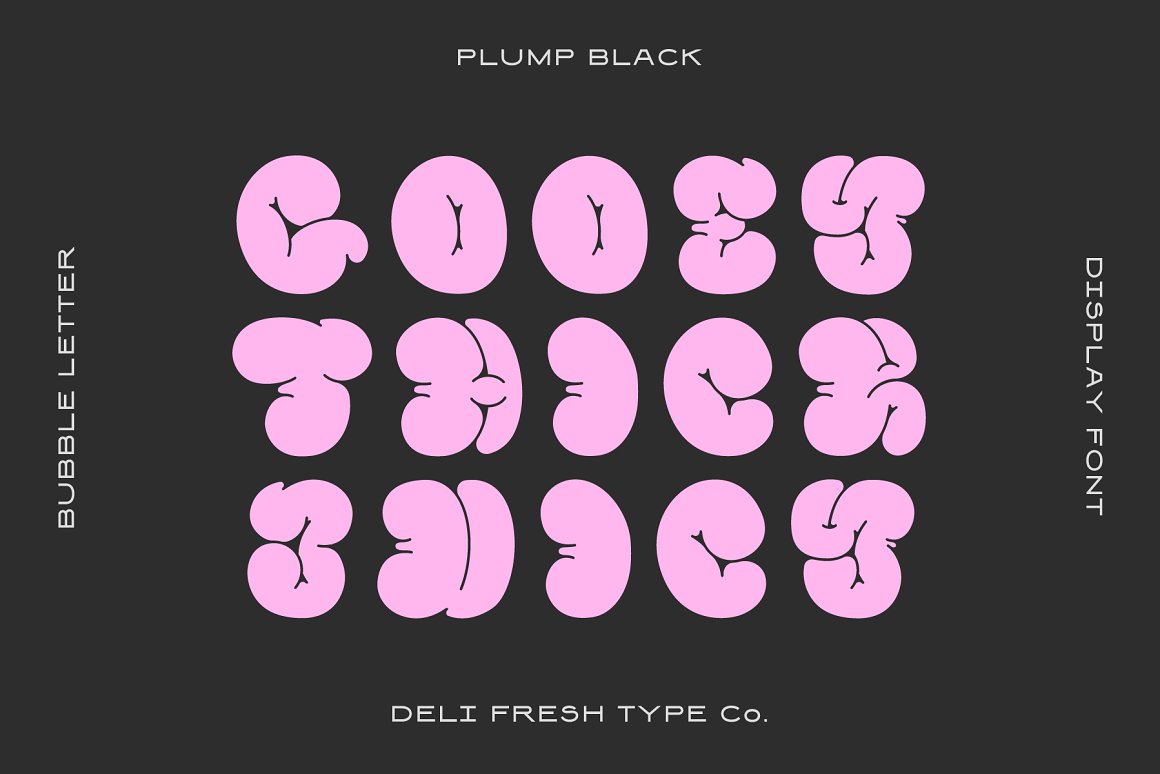 英文字体：趣味卡通涂鸦效果胖乎乎泡泡气泡PSAI英文字体安装包 Plump: A Bubble Letter Font . sucaiwan.com