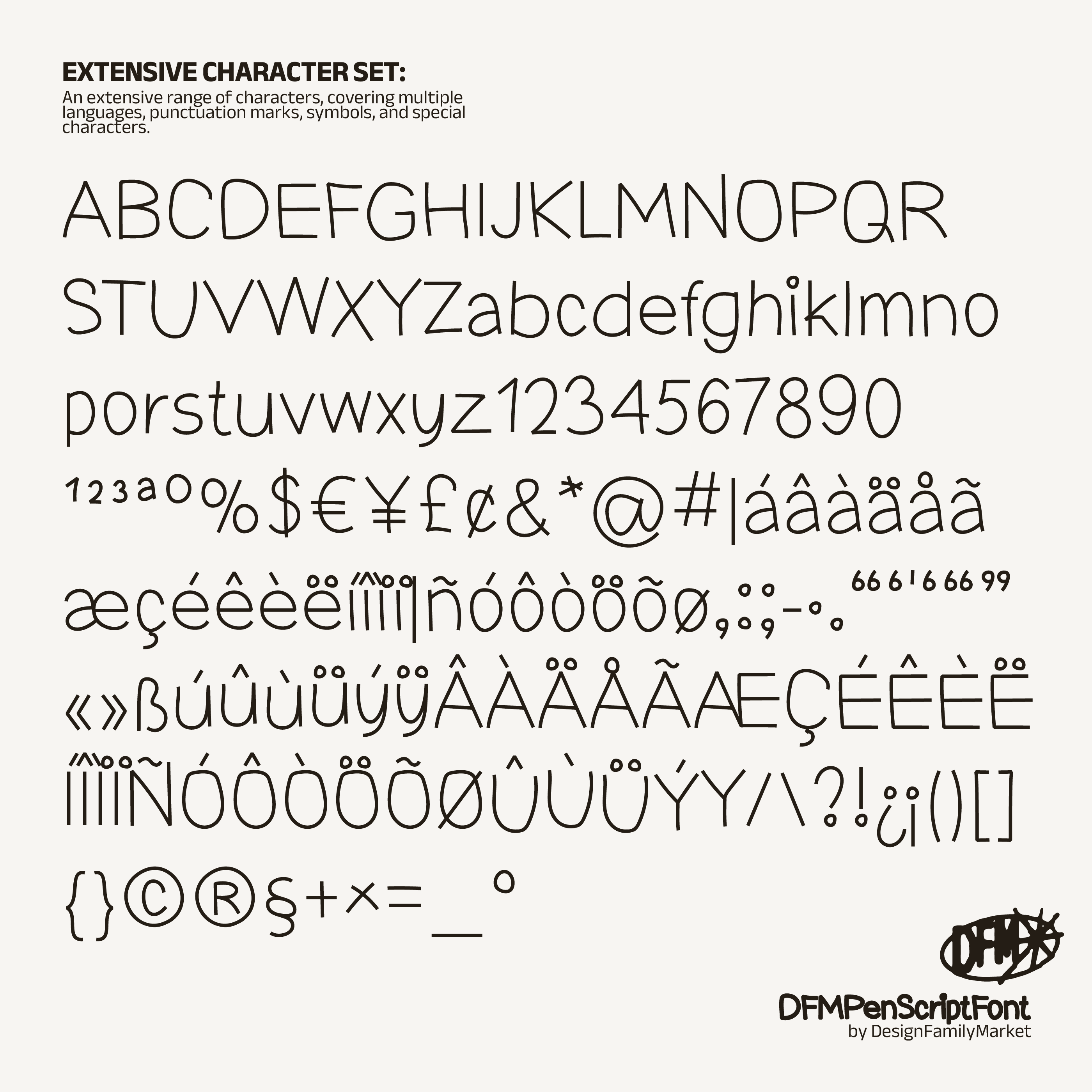 DFM Pen Script Font手绘线性涂鸦字体，免费商用字体 设计素材 sucaiwan.com