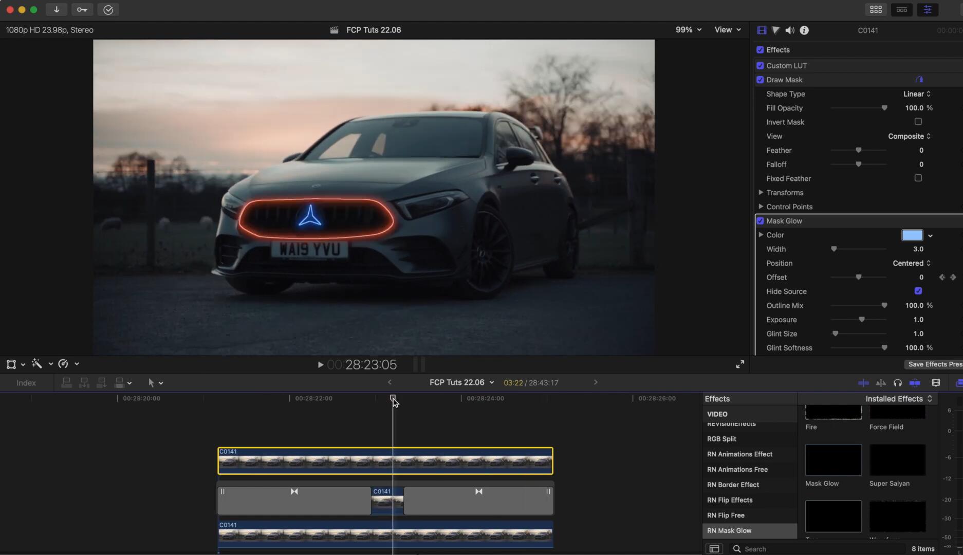 FCPX插件：炫酷蒙版文字图像边缘外框发光线条效果 Ryan Nangle – Mask Glow Effect 插件预设 sucaiwan.com