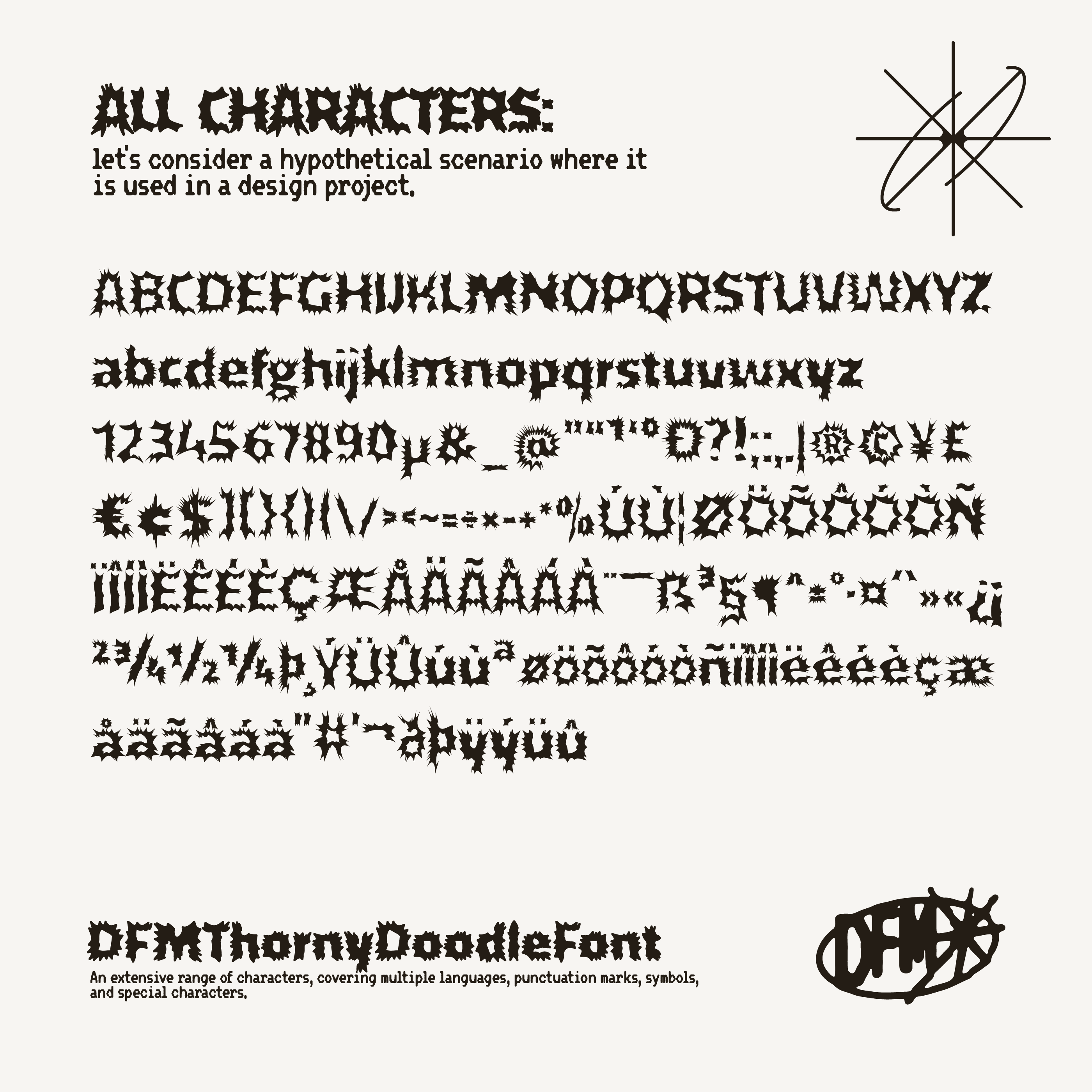 DFM Thorny Doodle Y2K 锐利变形字体，免费商用字体 设计素材 sucaiwan.com