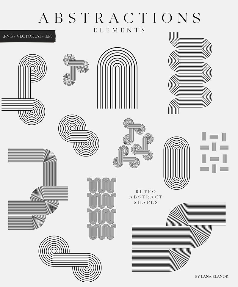 130+复古抽象几何纹理背景图案 AI PNG格式 图片素材 sucaiwan.com