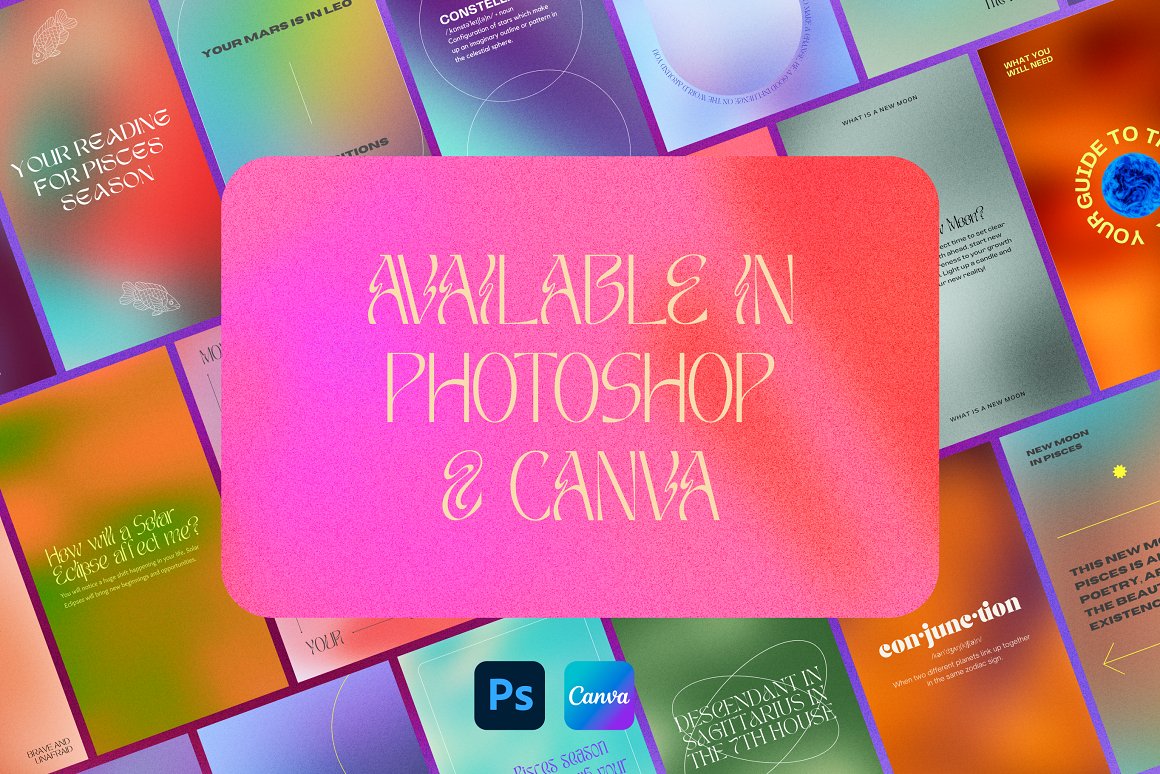 全息彩虹渐变几何图形渐变模糊弥散光小红书竖屏海报封面PSD模板 BLURIA Gradient Quotes Instagram 图片素材 sucaiwan.com