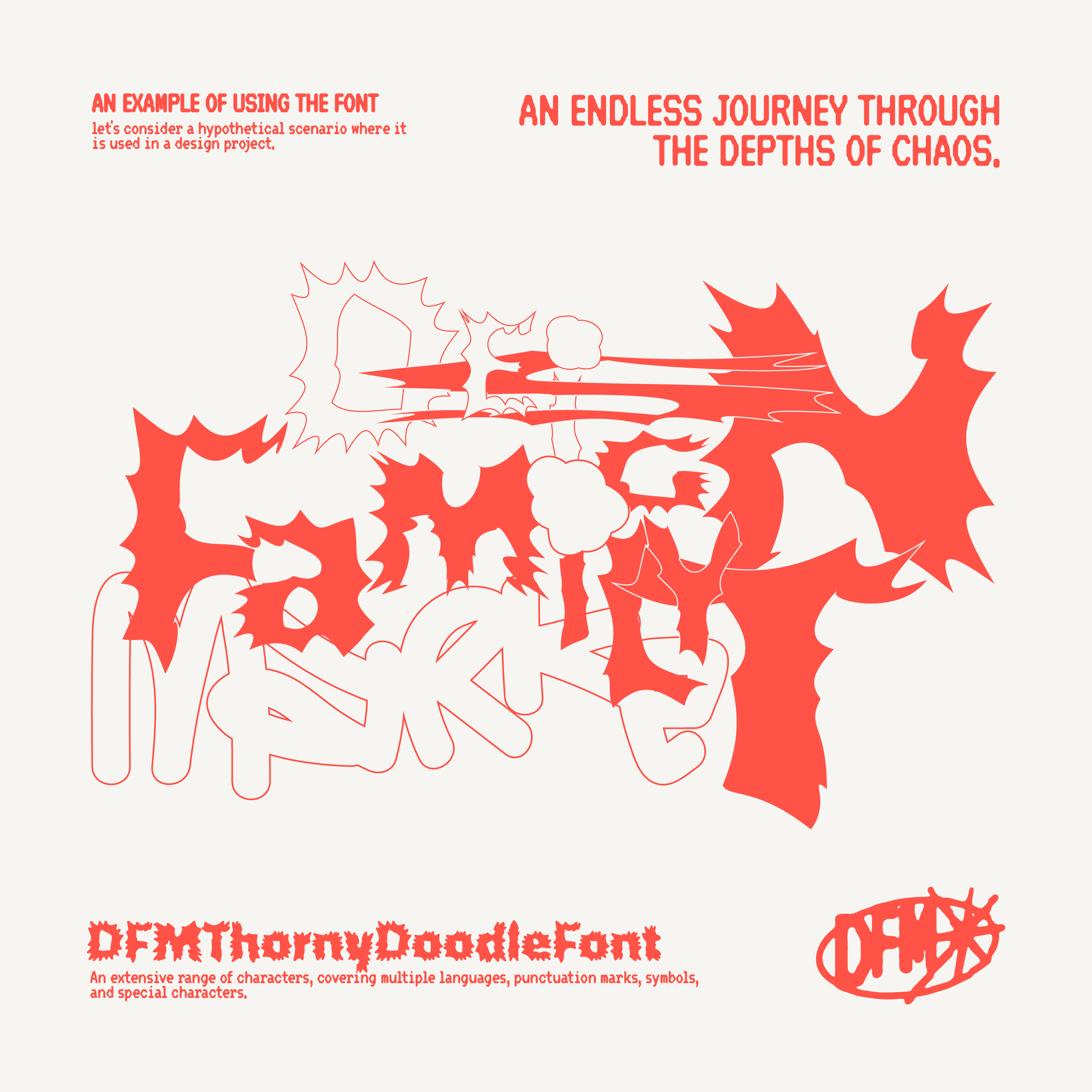DFM Thorny Doodle Y2K 锐利变形字体，免费商用字体 设计素材 sucaiwan.com