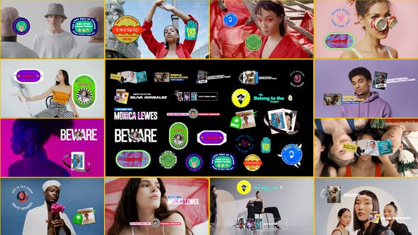 AE模板：23个综艺节目花字栏目包装错版文字标题动画 . sucaiwan.com