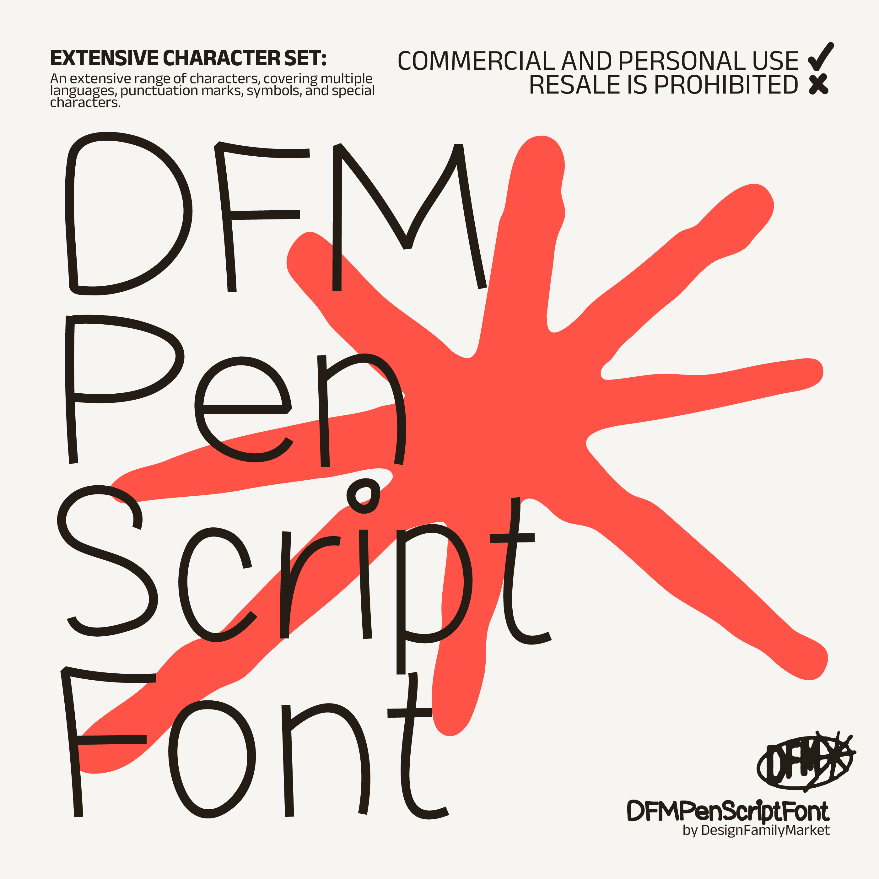 DFM Pen Script Font手绘线性涂鸦字体，免费商用字体 设计素材 sucaiwan.com