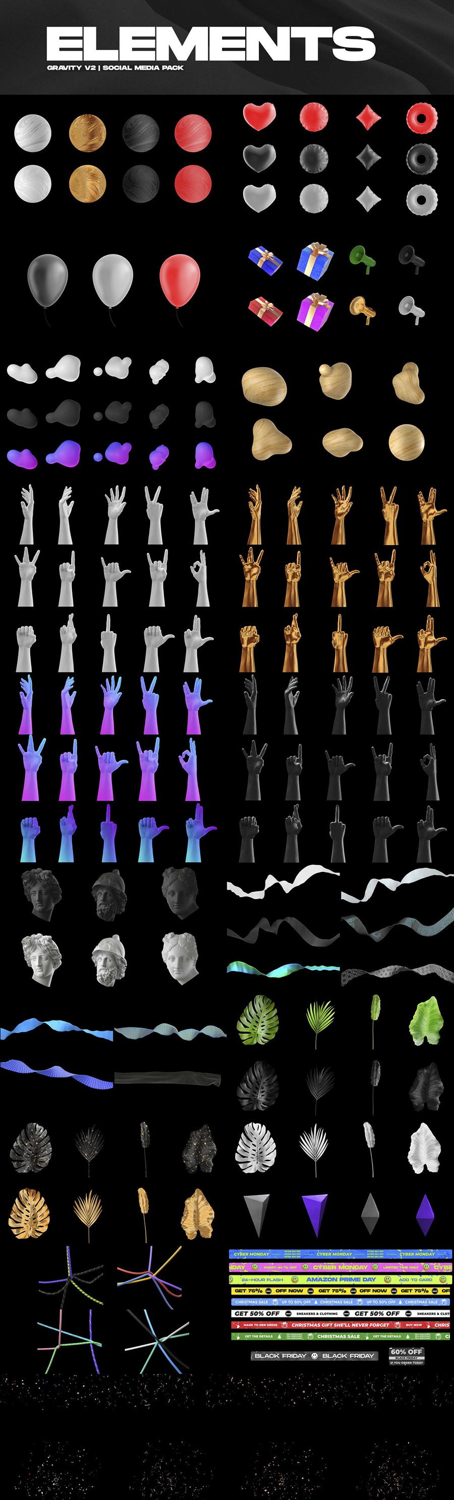 AE插件:550组波普艺术风3D多彩几何元素金渐变手心动能雕塑艺术风格素材包 Gravity V2 . 第4张-素材湾丨精选海外优质设计素材资源 AE插件:550组波普艺术风3D多彩几何元素金渐变手心动能雕塑艺术风格素材包 Gravity V2 . sucaiwan.com