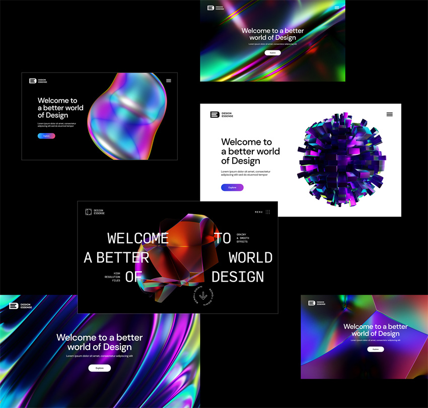 设计资源-50款高端3D抽象全息形状PNG素材 图片素材 sucaiwan.com