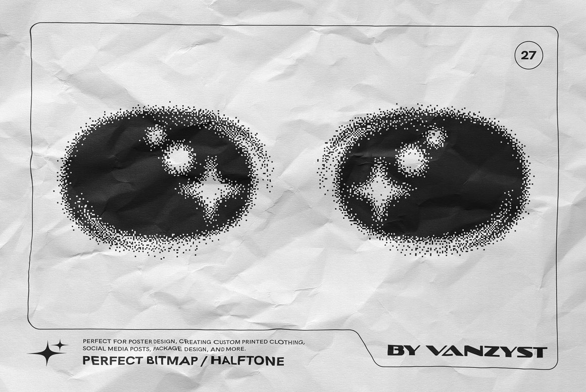 千禧Y2K复古半调像素位图趣味卡通抽象几何插画头像图标logo徽标AI矢量设计套装 Y2K 327 Characters Halftones Shapes by Vanzyst 图片素材 sucaiwan.com