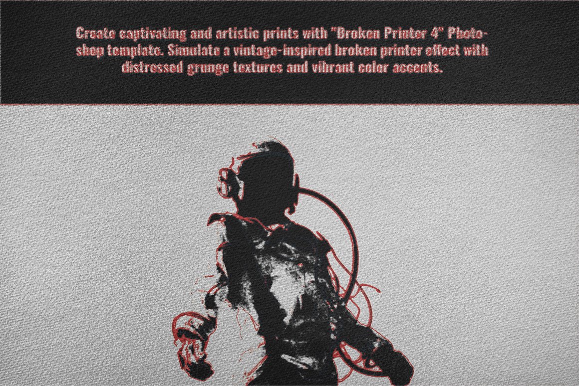 迷人老式做旧艺术肮脏彩色笔触模拟损坏打印机效果PSD模板 Broken Printer 4 PSD Template 插件预设 sucaiwan.com