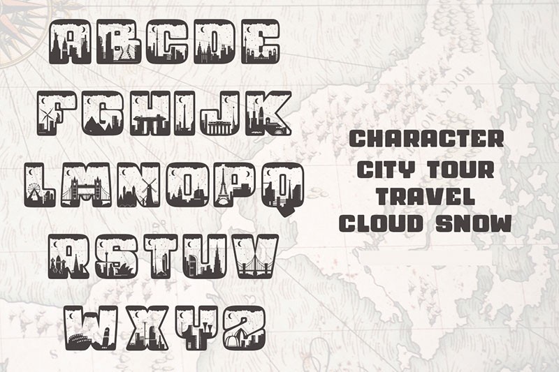 City Tour创意图形英文字体 设计素材 sucaiwan.com