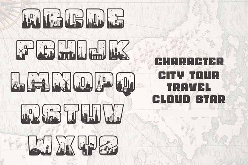 City Tour创意图形英文字体 设计素材 sucaiwan.com