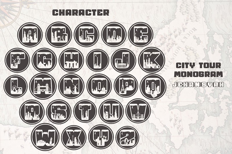 City Tour创意图形英文字体 设计素材 sucaiwan.com