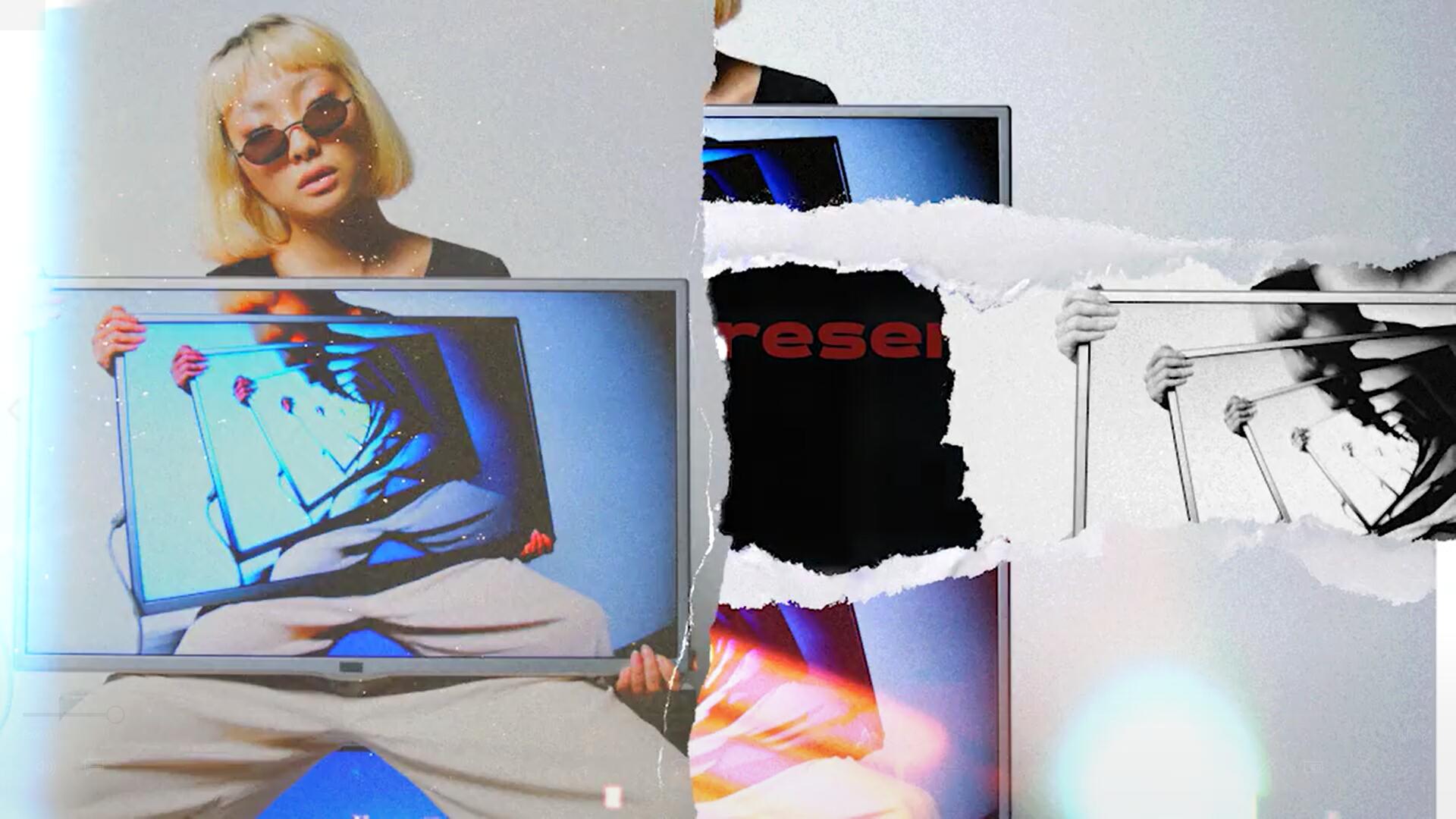 AE/PR模板：复古撕纸拼贴画损坏纸张打印纹理定格动画转场效果 . sucaiwan.com