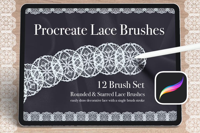Procreate蕾丝花边笔刷 笔刷资源 sucaiwan.com