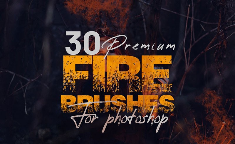 30个火焰燃烧特效PS笔刷 笔刷资源 sucaiwan.com