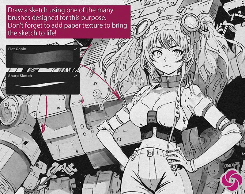 104个动漫素描纹理Procreate笔刷套装 笔刷资源 sucaiwan.com