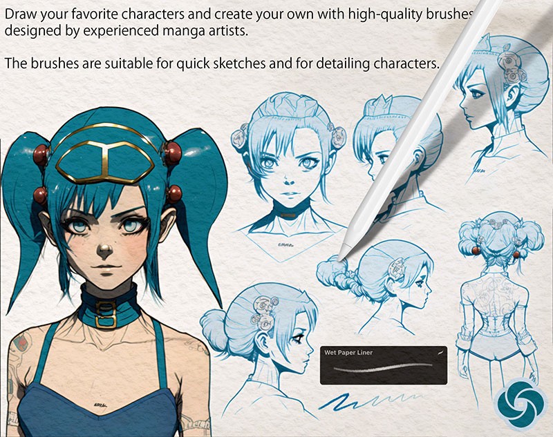 104个动漫素描纹理Procreate笔刷套装 笔刷资源 sucaiwan.com