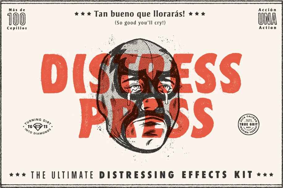 野蛮怪兽强大粗化动作精确聚焦艺术品纹理画笔PS笔刷 DISTRESS PRESS Tan bueno que lloraras 笔刷资源 sucaiwan.com