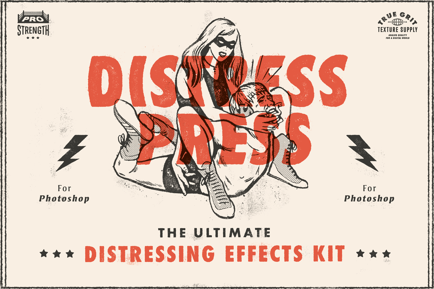 野蛮怪兽强大粗化动作精确聚焦艺术品纹理画笔PS笔刷 DISTRESS PRESS Tan bueno que lloraras 笔刷资源 sucaiwan.com
