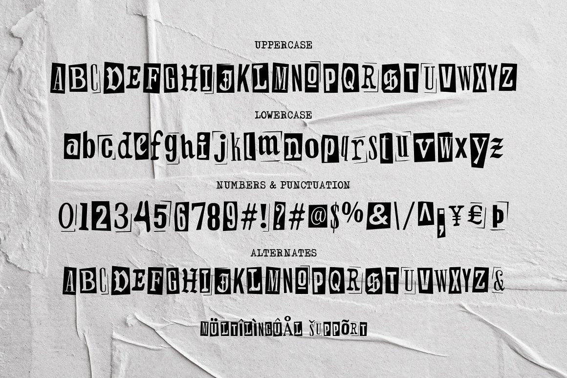 Retroma Vibes 复古做旧老派混乱拼贴风格手工剪纸杂志字体包 Mixed Font 设计素材 sucaiwan.com