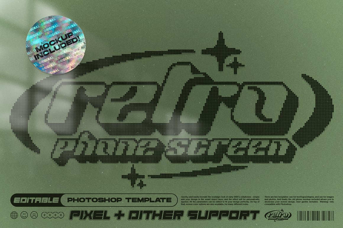 千禧年复古做旧诺基亚做旧半色调像素化屏幕显示+诺基亚PSD模型 Retro Phone Screen Effect 样机素材 第1张-素材湾丨精选海外优质设计素材资源 千禧年复古做旧诺基亚做旧半色调像素化屏幕显示+诺基亚PSD模型 Retro Phone Screen Effect 样机素材 sucaiwan.com