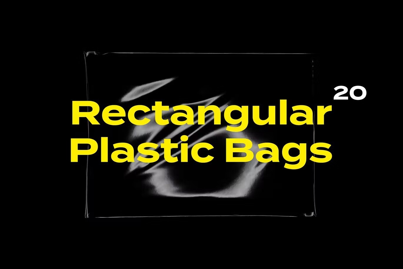 20种高质量矩形透明塑料纹理袋PSD样机模板 Rectangular Plastic Bags 样机素材 sucaiwan.com