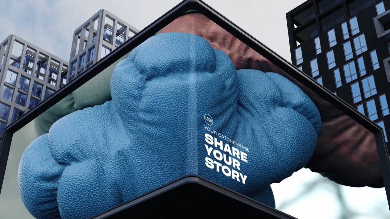 AE模板：10个逼真城市3D弯曲街角广告屏场景效果包 . sucaiwan.com