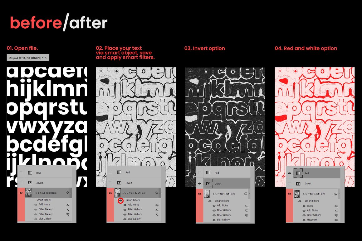 Inartflow 40个抽象艺术酸性墨迹故障置换扭曲类型失真海报PSD样机模板 样机素材 sucaiwan.com