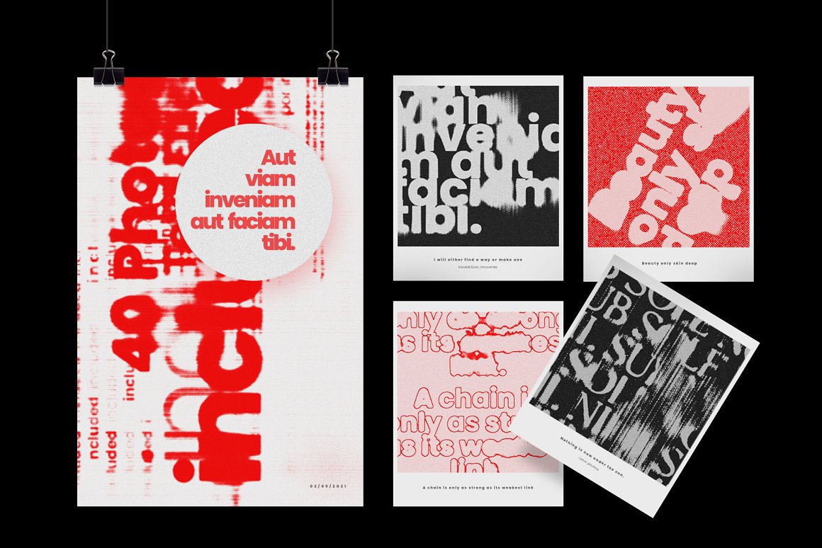 Inartflow 40个抽象艺术酸性墨迹故障置换扭曲类型失真海报PSD样机模板 样机素材 sucaiwan.com