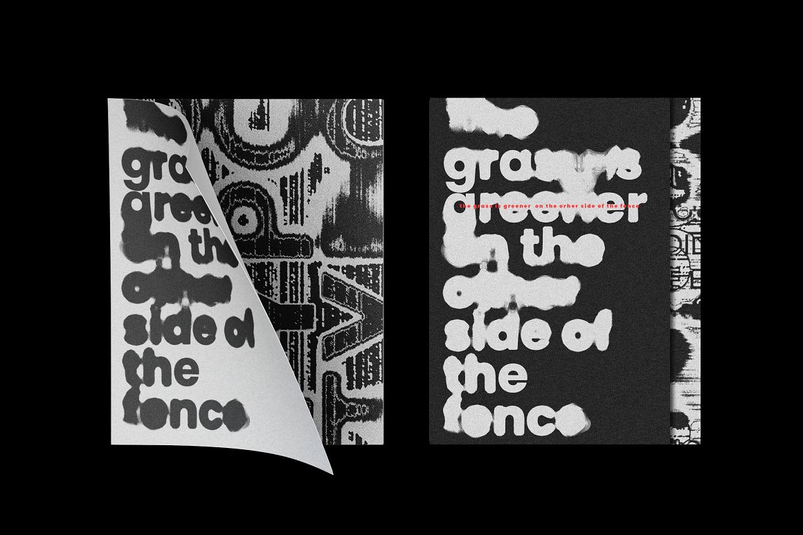 Inartflow 40个抽象艺术酸性墨迹故障置换扭曲类型失真海报PSD样机模板 样机素材 sucaiwan.com