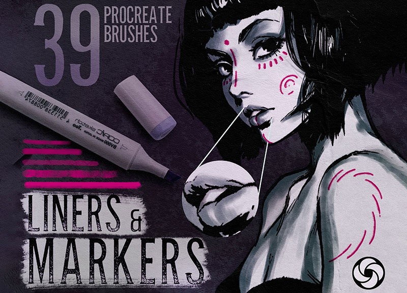 39个勾线笔和马克笔Procreate笔刷 笔刷资源 sucaiwan.com