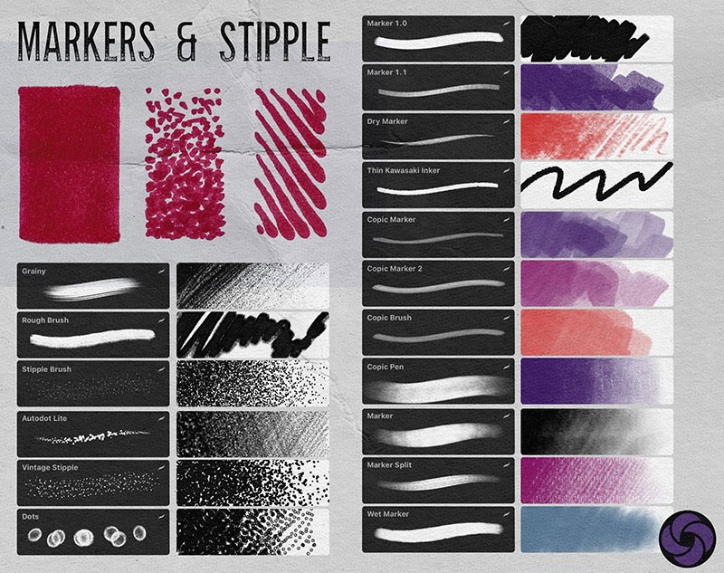 39个勾线笔和马克笔Procreate笔刷 笔刷资源 sucaiwan.com