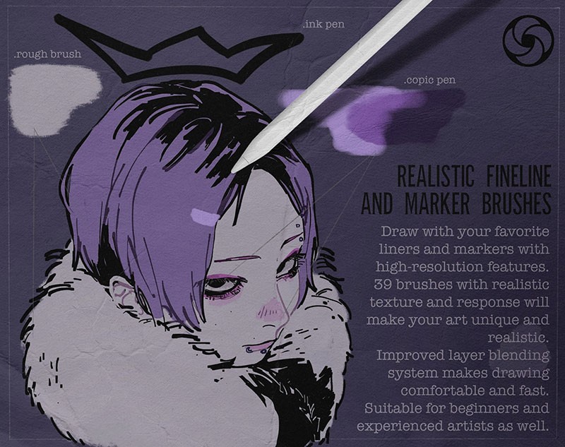 39个勾线笔和马克笔Procreate笔刷 笔刷资源 sucaiwan.com