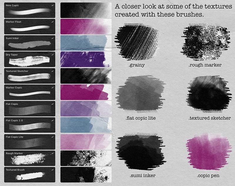 39个勾线笔和马克笔Procreate笔刷 笔刷资源 sucaiwan.com