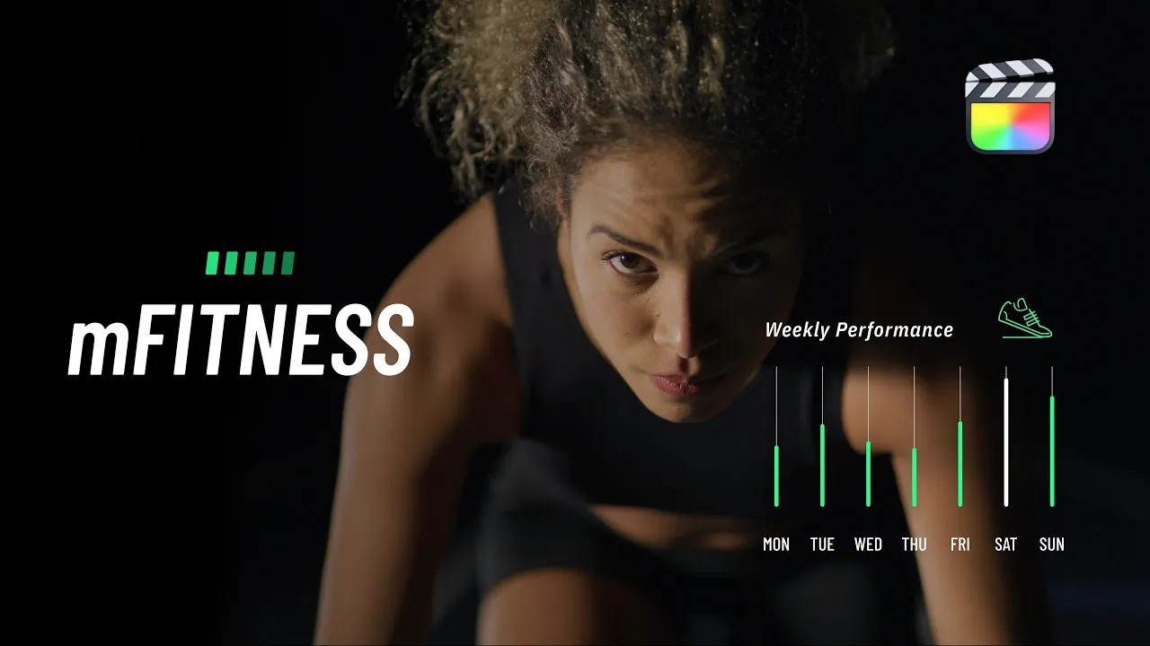 FCPX插件：106个活力动感体育健身训练图形数据标题动画插件 mFitness 插件预设 sucaiwan.com