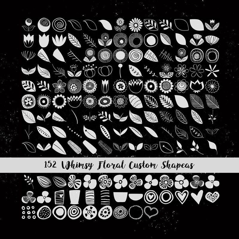 152个卡通花草PS形状，CSH格式 笔刷资源 sucaiwan.com