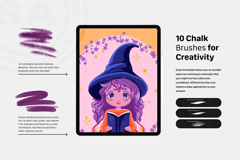 万圣节卡通线描和粉笔效果Procreate笔刷 笔刷资源 sucaiwan.com