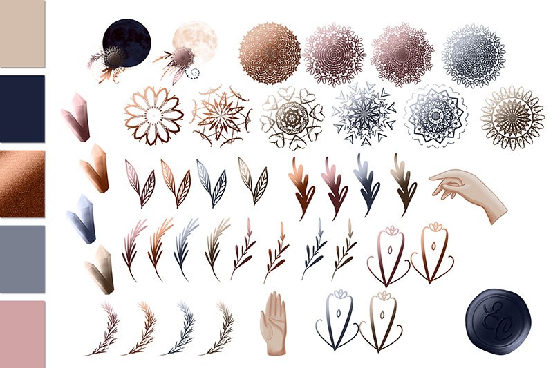 172张黄道十二宫、月相和星座插图PNG 图片素材 sucaiwan.com