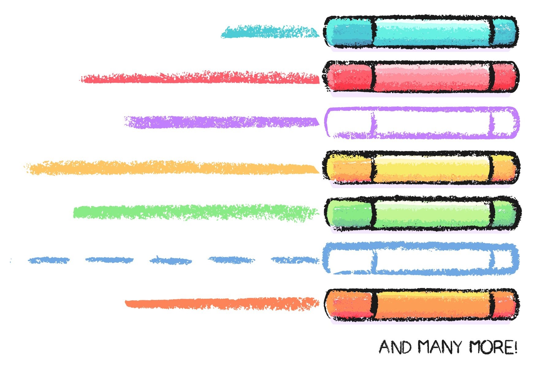 100+蜡笔手绘涂鸦AI矢量笔刷 笔刷资源 sucaiwan.com