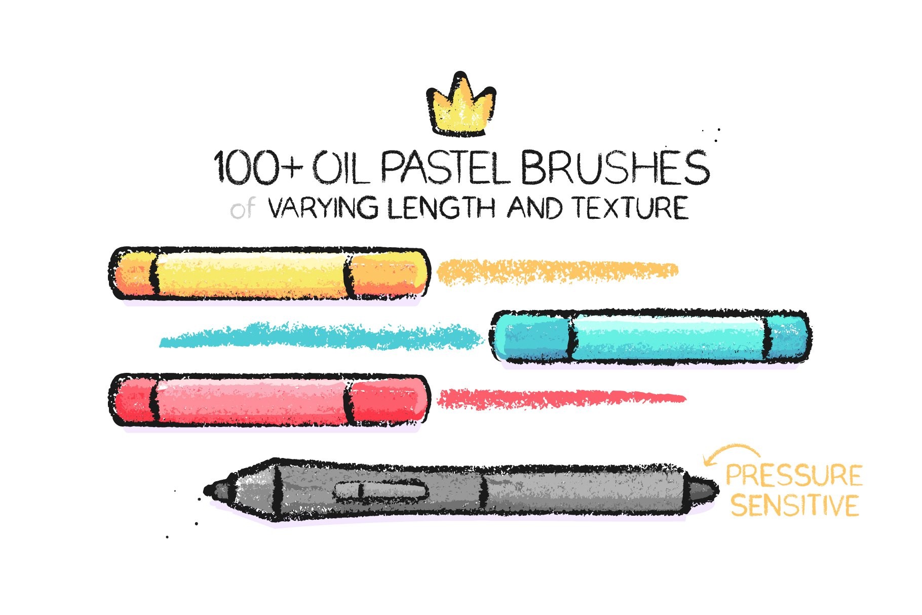 100+蜡笔手绘涂鸦AI矢量笔刷 笔刷资源 sucaiwan.com