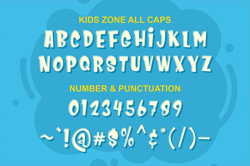 Kids Zone卡通英文字体 设计素材 sucaiwan.com